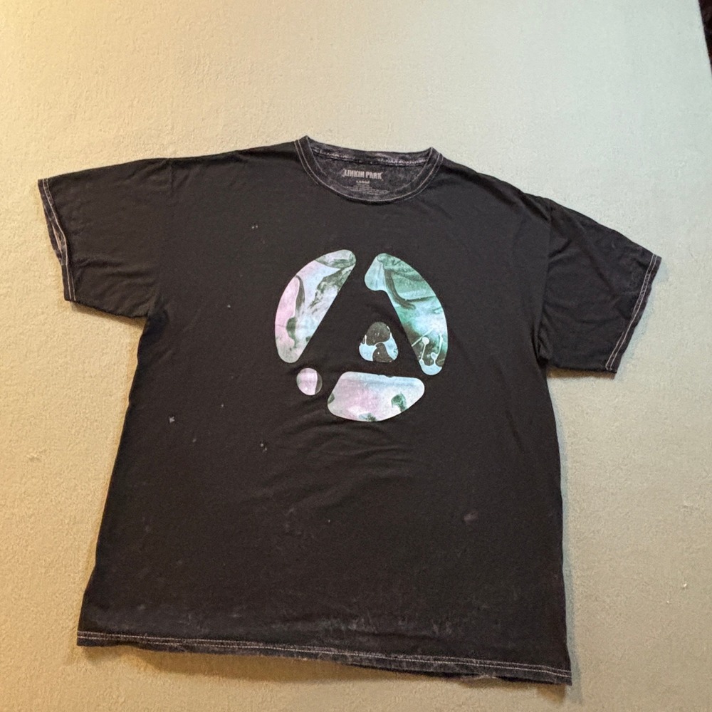 Linkin Park Graphic T Shirt Mens L Black Acid Wash Nu Metal Alt Rock Metal Band